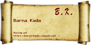 Barna Kada névjegykártya